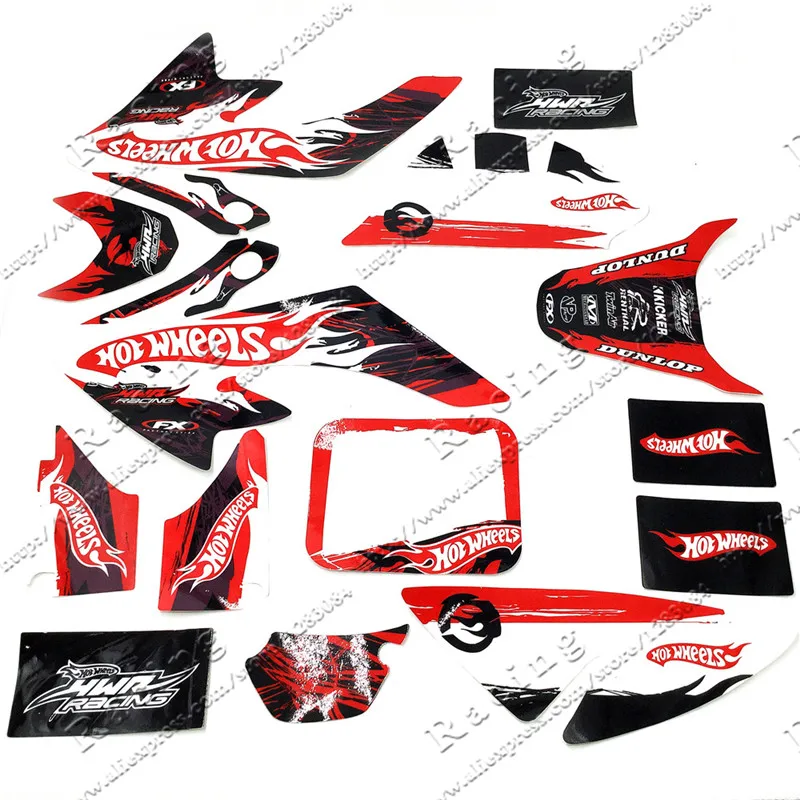 3M Decalcomanie Emblemi Adesivi Grafica Crf50 Ssr Sdg Dhz Thumpstar Pit Dirt Bike Colore Rosso/Nero