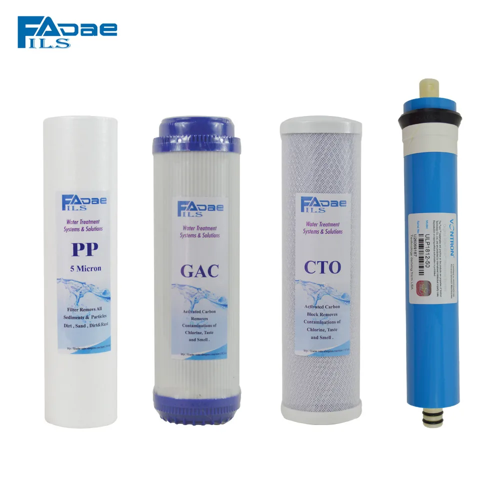 Water Purifier Components Water Filter Cartridges 10" Pp+gac+cto+50g Ro