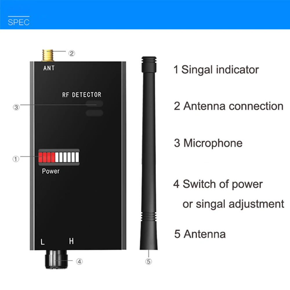 1 PCS Wireless Signal Finder Microwave Scanner Full Range RF Camera Detector Protable GSM Sensor Mini Hidden Camera use in Hotel