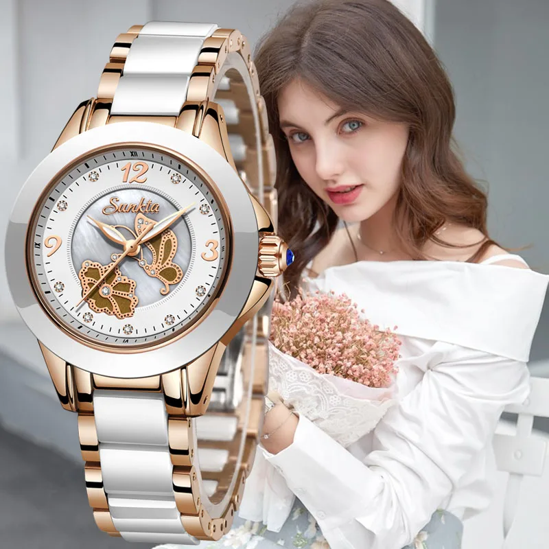 

SUNKTA2019 New Listing Rose Gold Women Watches Quartz Watch Ladies Top Brand Luxury Female Watch Girl Clock Relogio Feminino+Box