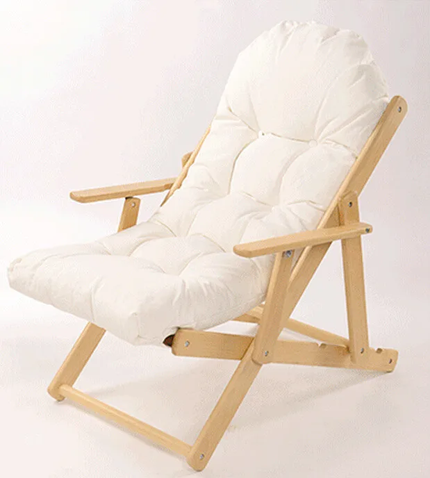  Soft Folding Foldable Wooden Reclining Chair Simple Ergonomic Lazy Sofa Balcony Couch Leisure Chair
