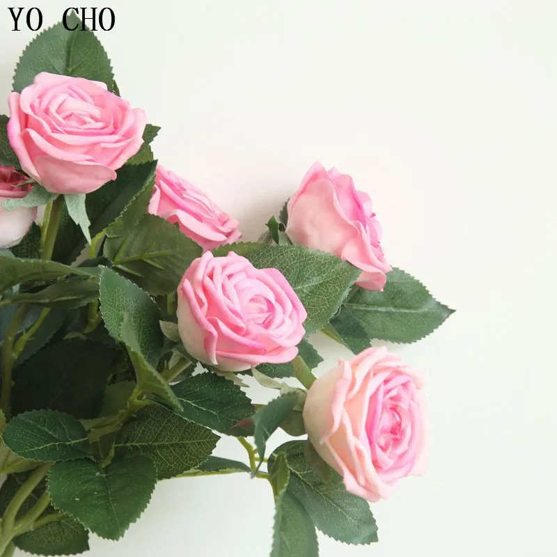 

YO CHO Artificial Flowers High-end 2 Heads Moisturizing Diamond Rose For Wedding Decoration Desktop Home DIY Decor Fake Flowers