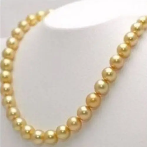 

Fashion AAA 8-9 mm golden south sea pearl necklace 14k 18''Noble style Natural Fine jewe fast SHIPPING