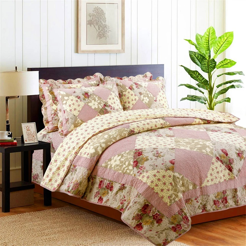 CHAUSUB Quality Patchwork Quilt Set 3PCS/4pcs Washed Cotton Quilts Quilted Bedspread Sheets Pillowcase Coverlet Set King Size 