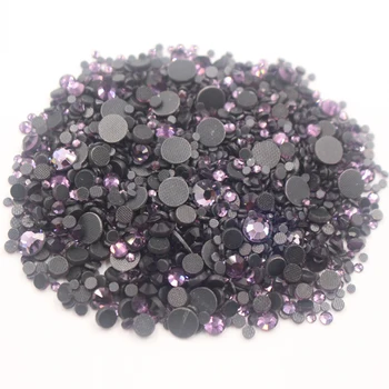 

Free Shipping 2500pcs ss6-ss30 5 sizes mixed tanzanite shine crystals strass glue on stones hotfix rhinestones for clothing