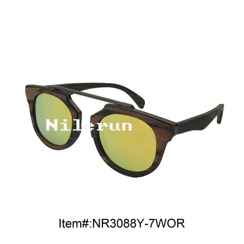 

famous designer brand UV400 mirror orange lens metal wood sunglasses