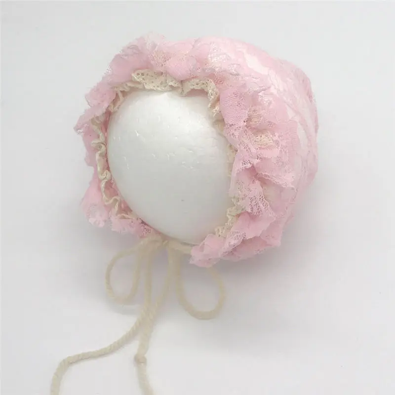 Newborn Photography Props Baby Girl Lace Princess Hats Handmade Flower Infant Caps