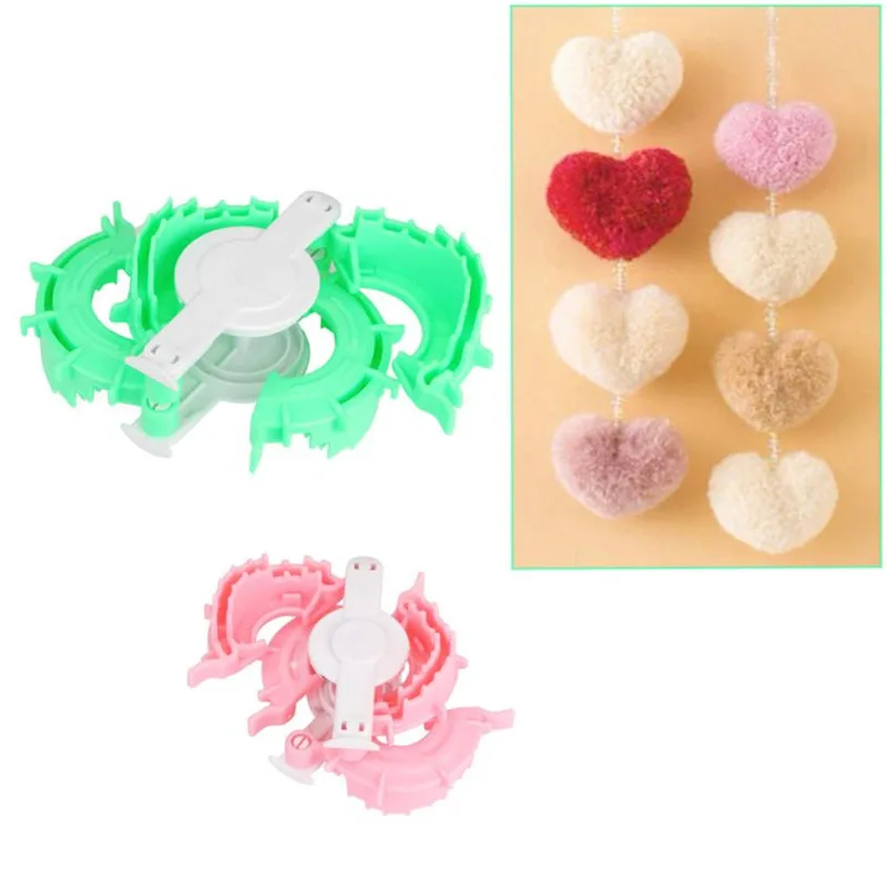 

2PCS Heart Shape Pompom Maker Fluff Ball Weaver Loom Craft 5cm 7cm size weaving DIY tool drop ship