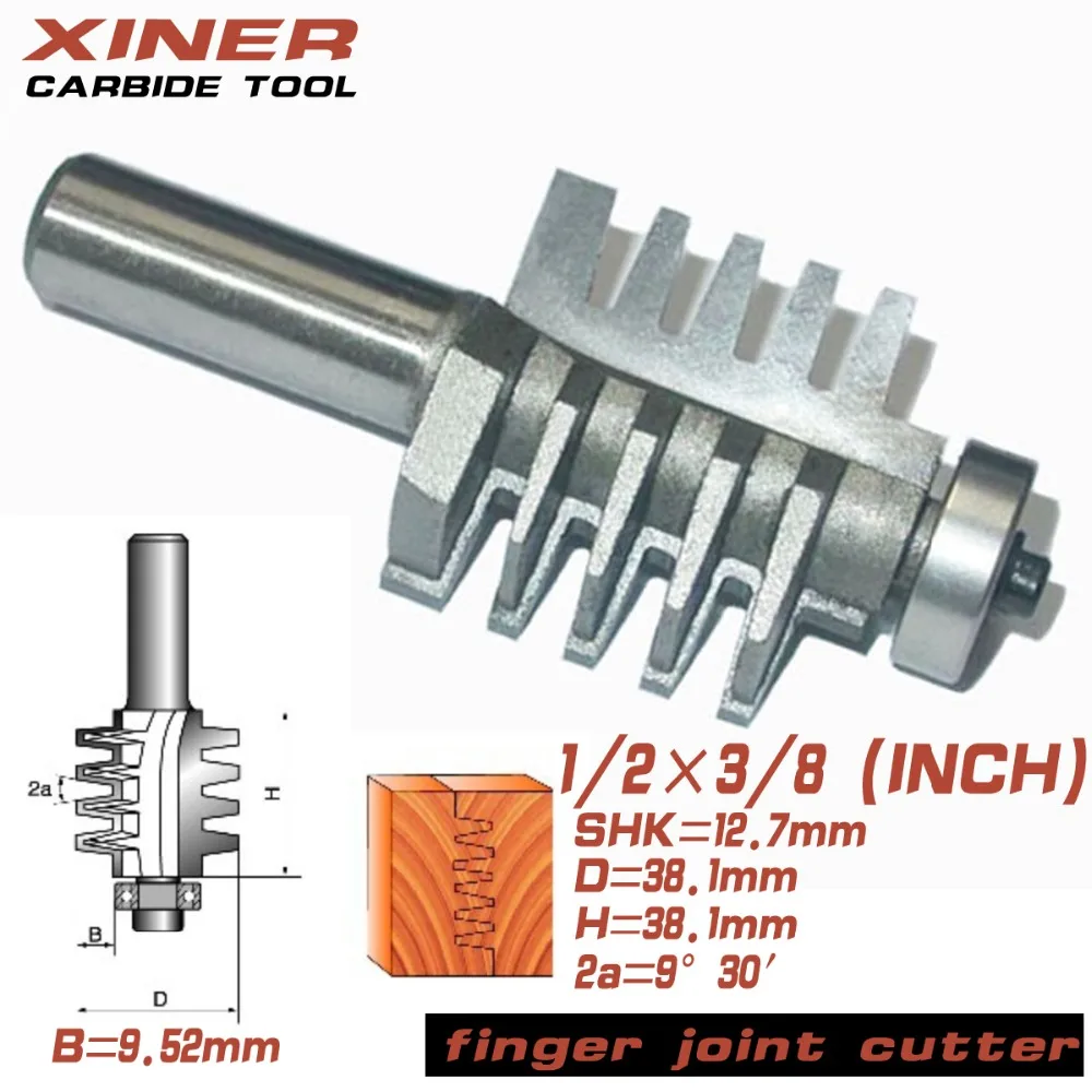 

1/2*3/8,Freeshipping,Cone tooth tenon cutter / puzzle cutter / finger joint cutter / woodworking milling cutter /cnc engraving