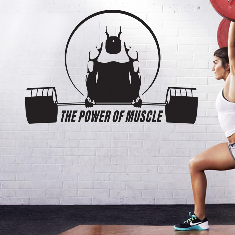 Car Barbell Gym Sticker Fitness Decal Body-building Posters Vinyl Wall Decals Pegatina Decor Mural JSL014 | Дом и сад