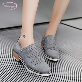 

Chinese casual style comfortable round toe flock pumps fashion narrow band zipper platform thick low heel women shoes big size
