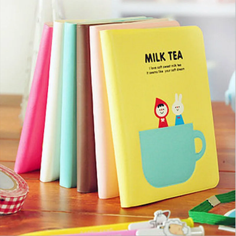 Милый мультфильм молочный чай блокнот дневник планировщик кавайный блокнот канцелярские принадлежности Школьные принадлежности подарок для детей papelaria