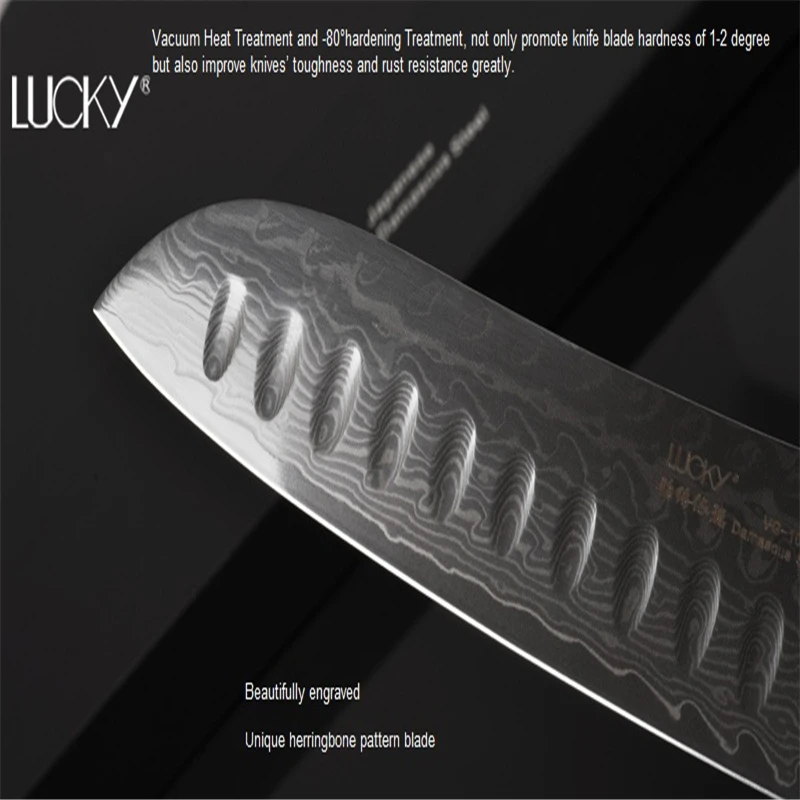 8 дюймов нож шеф повара Santoku Дамаск забитое Рифленое лезвие на ядре VG10 Палисандр