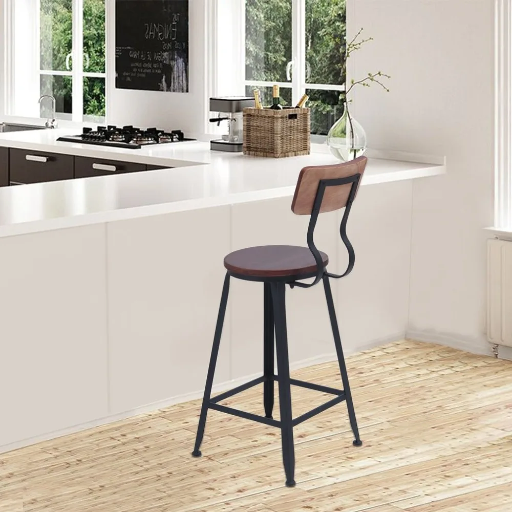 Vintage Rustic High Barstool Kitchen Dining Chair Durable Pub Bar Chair Modern Bar Stool Industrial Barstool Home Furniture