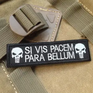 Si Vis pacem Para bellum Тактический Военное Дело 3D Вышивка Magic Стикеры Hook & Loop повязки Военное Дело Стикеры черный - изображение