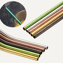 300 шт. 265 мм* 6 мм Красочные 304 соломинки из нержавеющей стали многоразовые, для питья соломы изогнуты металлическая соломинка для 30 унц. Кубок лазерный логотип