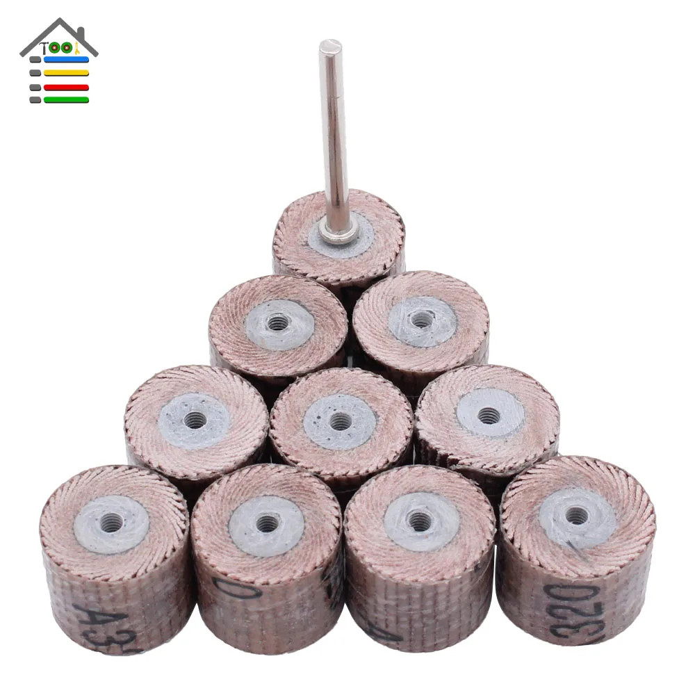 

10PC Mini Abrasive Tools Flap Wheel Sanding Sandpaper Grinding for Dremel Rotary Paper Polishing for Woodworking 80-600 Grit