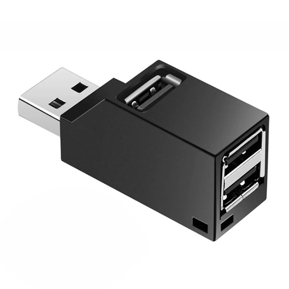 Powstro мини 3 Порты и разъёмы USB док-станция Usb 3,0 концентратор 2,0 Высокое Скорость PLC сплиттер для портативных ПК U дисковая карта считывания кода для мобильного телефона док-станция Usb - Цвет: black USB2.0