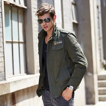 

Fashion Men's Spring/Autum Warm Long Sleeved Jackets Coat Casual Jackets Zipper Turn-down Collar Military Army Pilots Jackets