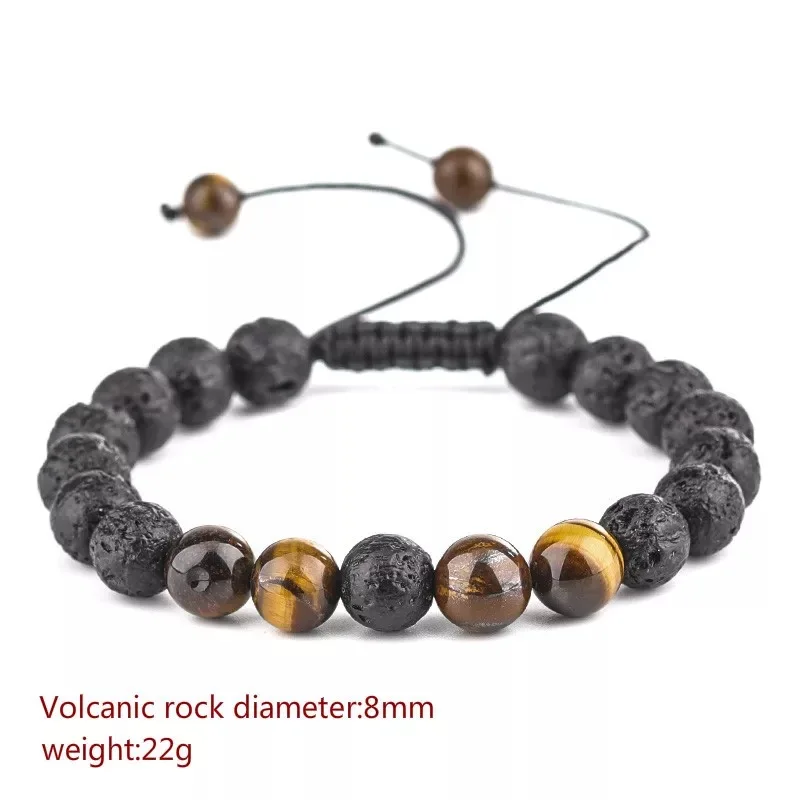 

8MM Natural Stone Bracelets For Women Men Tiger Eyes Agates Yoga Bracelets Black Lava Healing Balance Beads Reiki Buddha Prayer