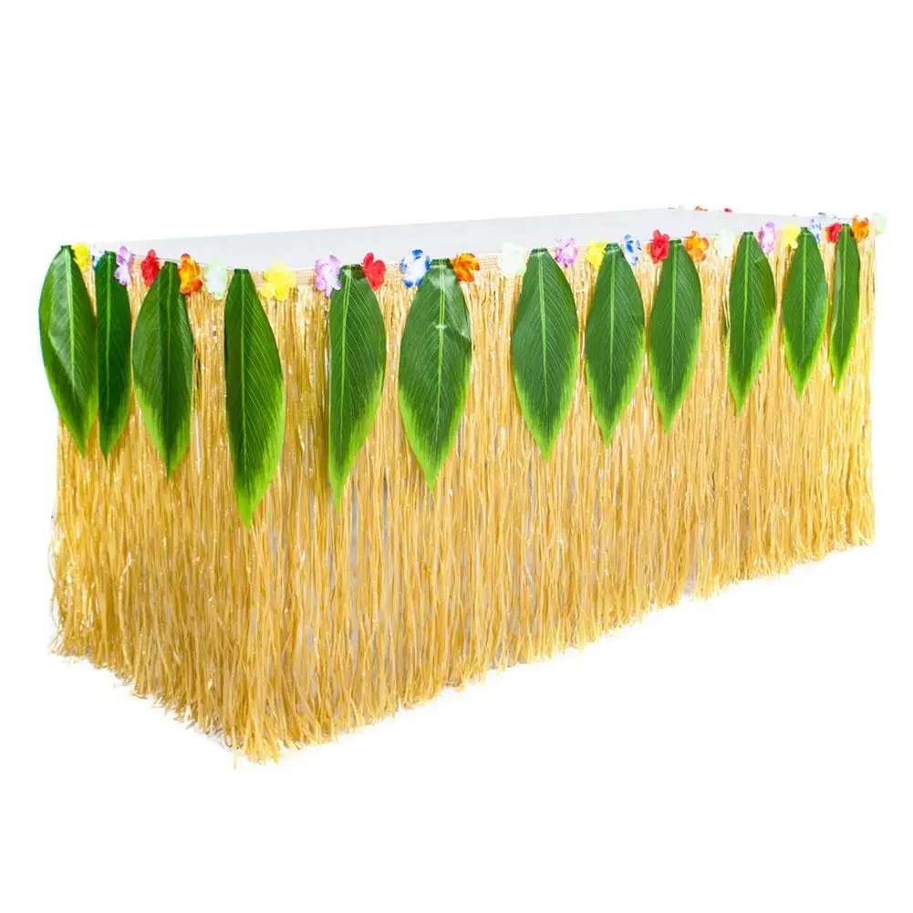 Adeeing 2.75X0.75m Fashion Hawaiian Picnic Leaves Table Skirt for Party