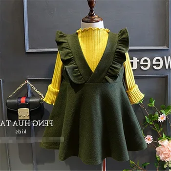 

New Arrival Autumn Baby Girl Princess Dress Kids Girl Cute Vest Dress Children Clothes Kids Party Clothes Casual Ruffles Dresses