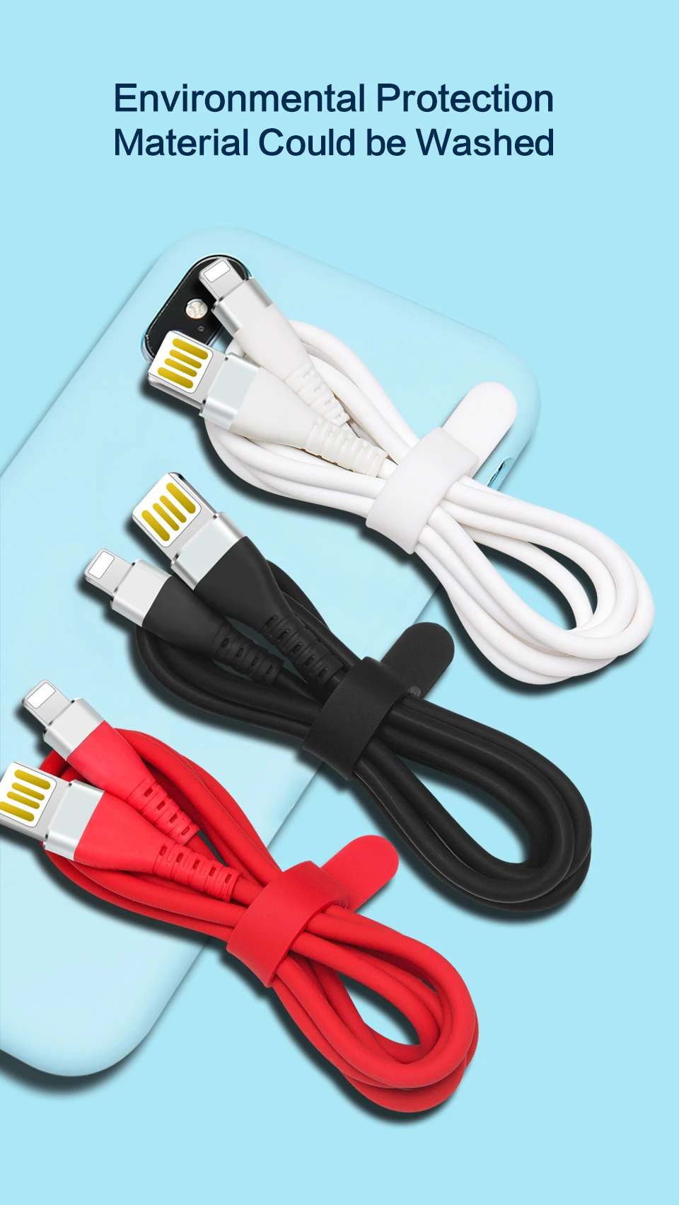 Power4 двухсторонний USB кабель для телефона Lightning/iPhone usb зарядный провод из пищевого силикона для Apple короткая линия передачи данных