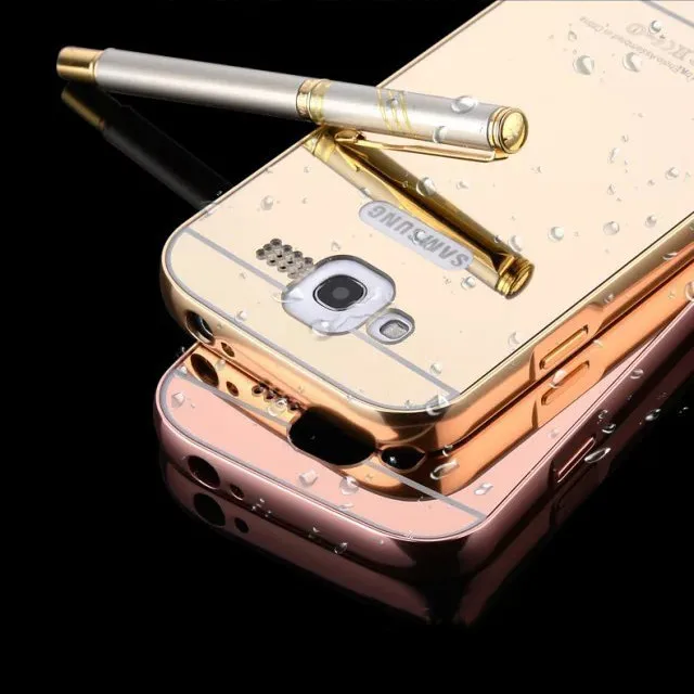 Aluminio de lujo Marcos para Samsung Galaxy Grand duos i9082 espejo de acrílico contraportada metal coque funda para Neo plus i9060
