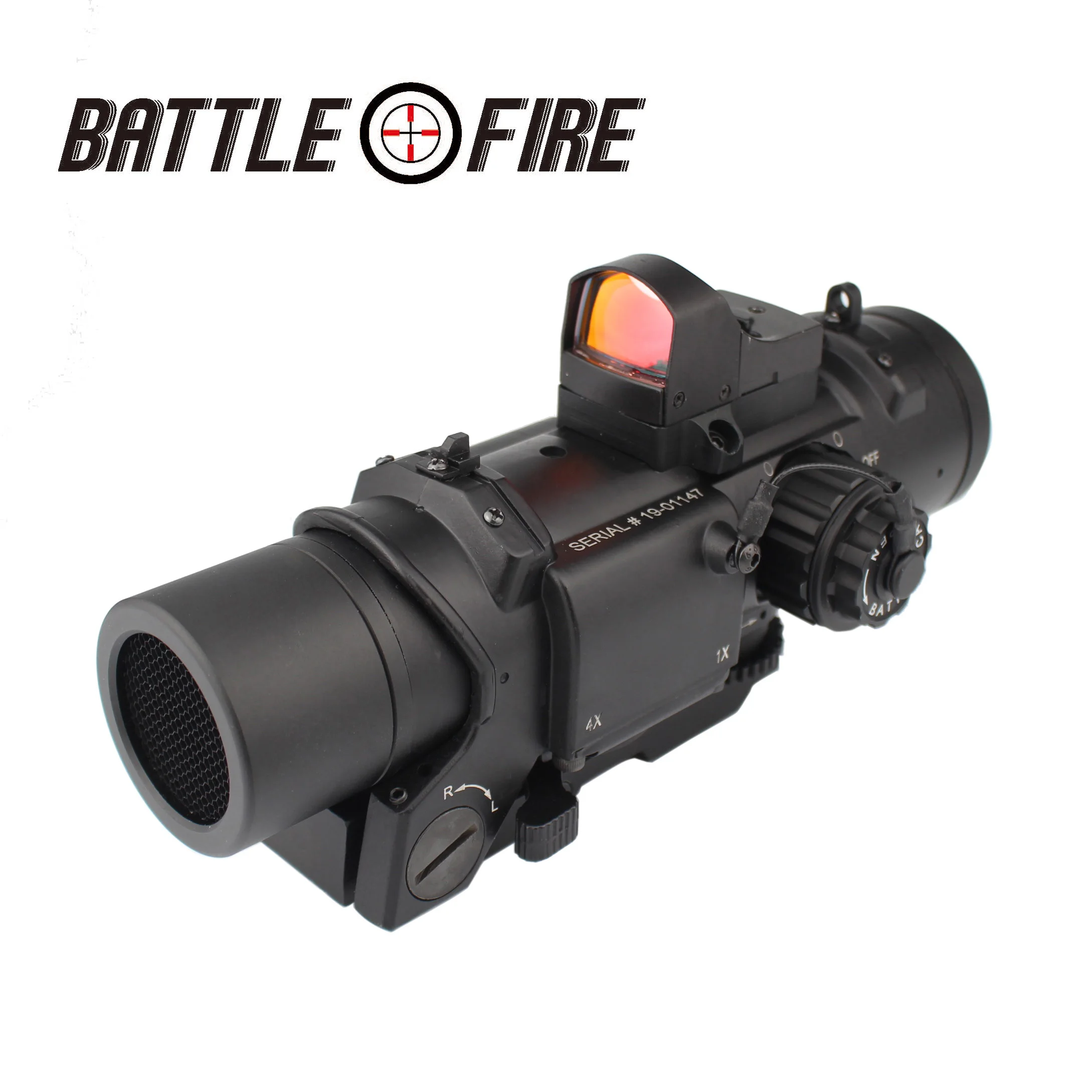 

Tactical 1- 4x Fixed Dual Purpose Rifle Scope killflash with Red Dot Collimator Riflescope Sight for Hunting AK47 for gun