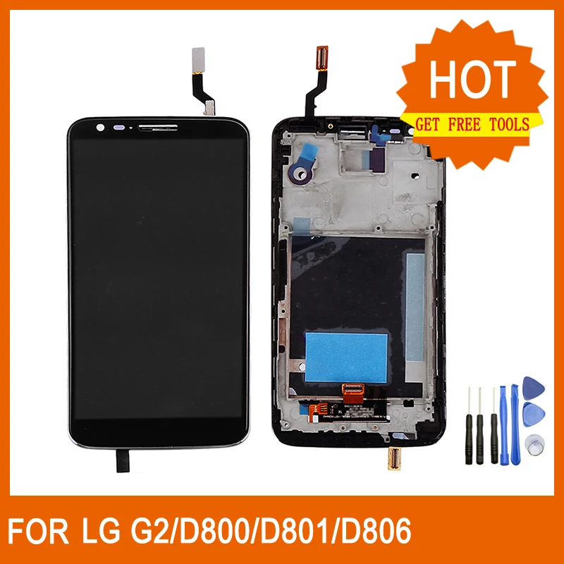 Для LG G2 D800 D802 D805 Замена ЖК-экрана 5," сенсорный ЖК-дисплей D805 дисплей с рамкой полная сборка запасные части+ Инструменты