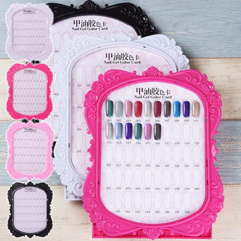 

FSHALL Hot New 48 Color Cards Nail Art Tips Chart Display Rack Polish Palette Stand Showing DIY Showing Shelf
