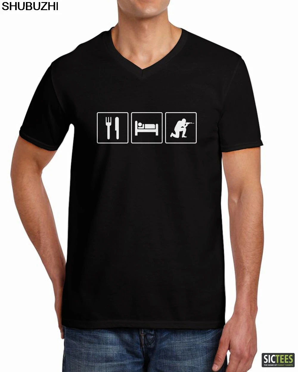 

Men cotton New Hunting Shooting Gun T-shirt Clothing Eat Sleep Hunt pig deer hunting knife Cotton o-neck T-Shirts sbz5583
