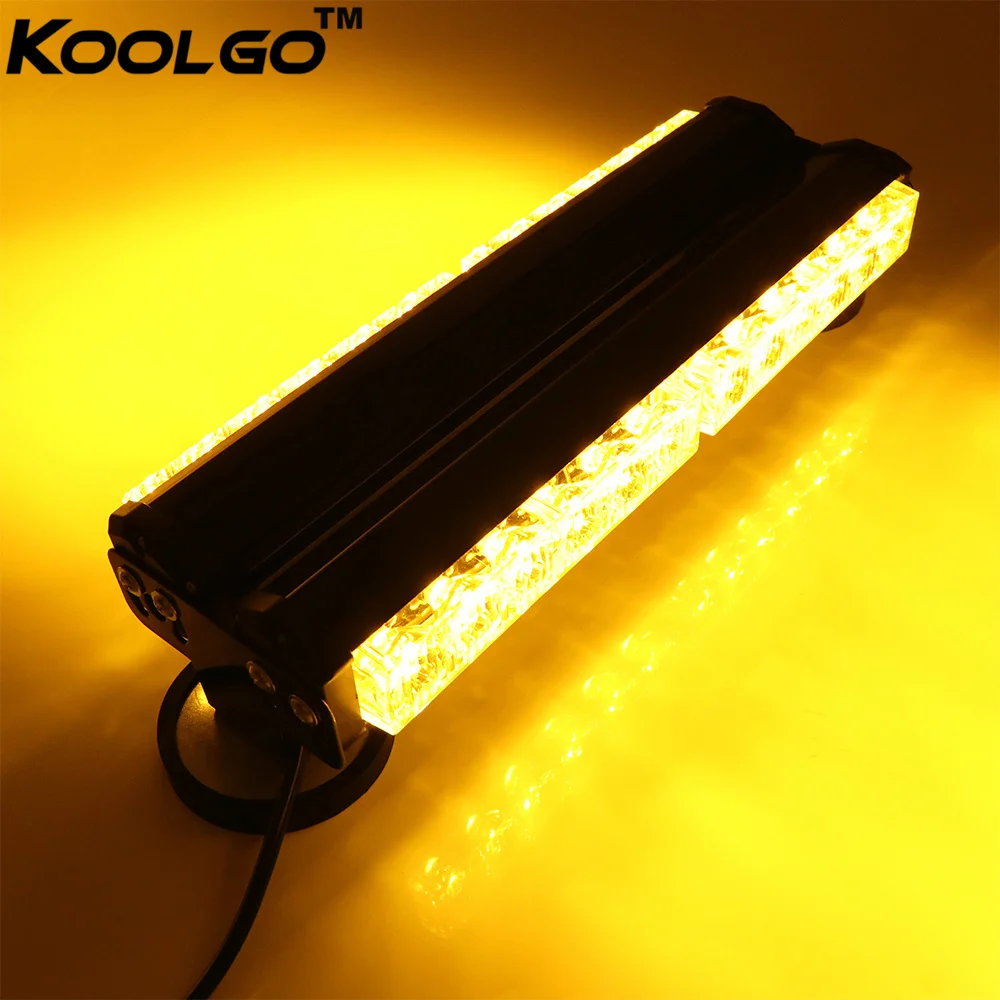 

KOOLGO Double Side 24 LED Emergency Hazard Warning Strobe Beacon Light Bar Signal Lamp led strobe 12.5" Amber Yellow 12V 24V