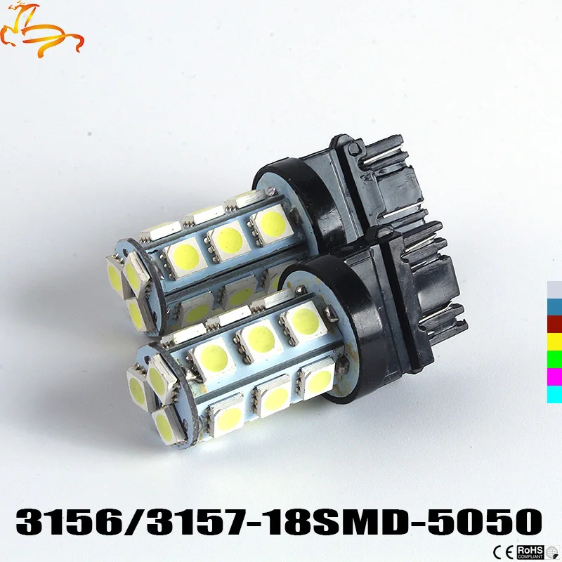 10 шт. x T25 3156 3157 18 SMD 5050 ампулы 3057LL 3155 3155LL 3156 3156LL VOITURE де frein ARRIERE lumiere Blanc Bleu