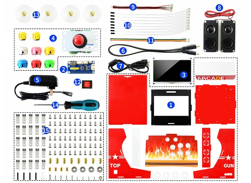 Raspberry Pi домашняя аркадная игровая консоль игровой коврик шляпа с 10,1 дюймов ips экран Поддержка kodi usb-геймпад для RPI 2B/3B/3B