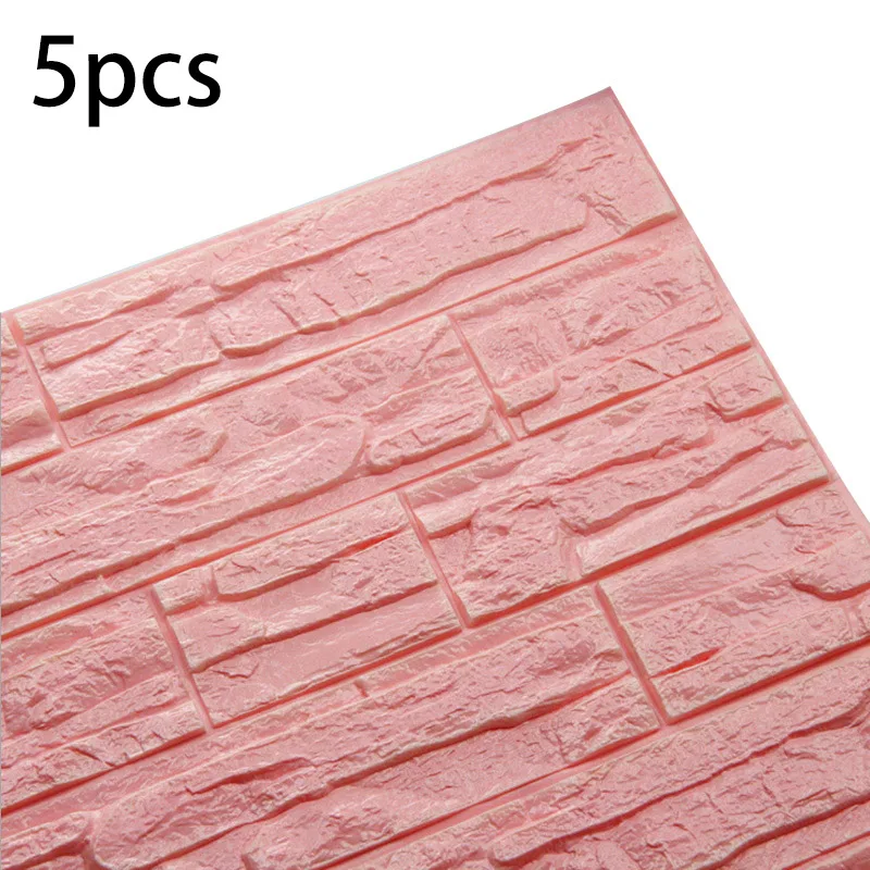 5Pcs 3D PE Foam Wallpaper DIY Wall Stickers Wall Decor Brick Home Decoration Living Room Bedroom