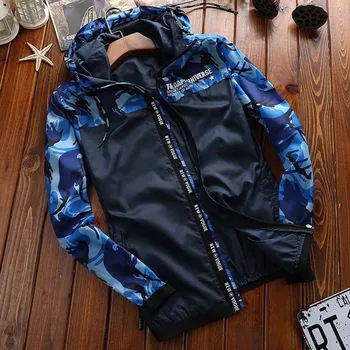

Summer New Style Mens Fashion Jackets Camouflage Sun-screen Protection Coat Thin Hooded Jacket