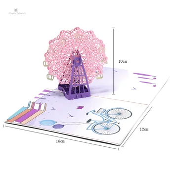 

PAPER SPIRITZ Ferris Wheel Cards 3D laser Cut Paper Pop Up Card with Envelope Thanks Invitations Greeting Thank you Invitation