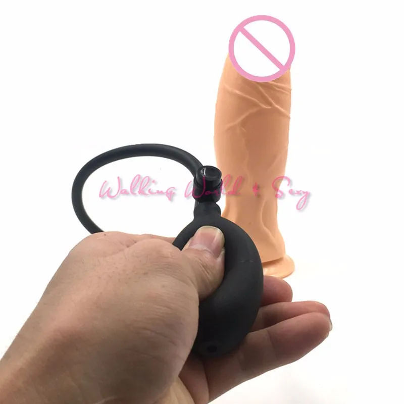 Flesh Inlatable Huge Dildo Pump Expandable Realistic Penis 20.56.5cm Big Dick With Suction Cup Adult Sex Products For Women Men (4)