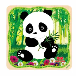 С рисунком панды Животные объемный пазл Детские Развивающие детские интеллектуальной развивающие деревянная игрушка-головоломка подарок
