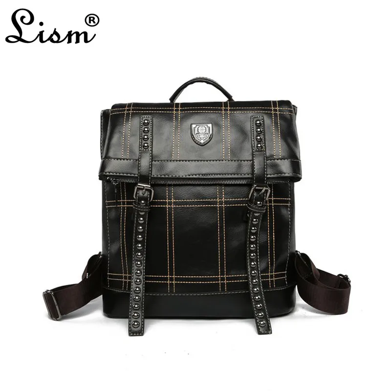 

Backpack female Korean version of the tide personality wild retro backpack simple casual soft leather multi-use