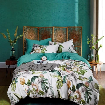

YeeKin 60S Long-staple cotton Wedding Bedding Sheet Sunflower Tropical plants Bedspreads Long-staple cotton Peacock Duvet Cover