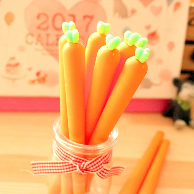 

36pcs/lot Cute Carrot Gel Pen , 0.5mm Black Ink Carrot Gel Pen for Kids Writing