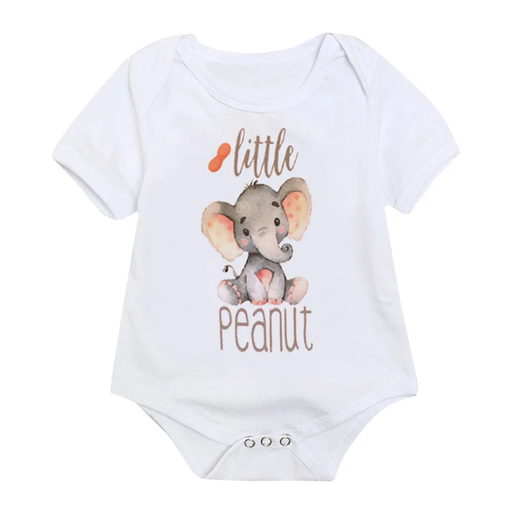 

TELOTUNY Baby Short Sleeve Jumpsuit 2019 Toddler Kids Baby Girl&Boy Cotton Letter Elephant Print Fashion Sunsuit Clothes MARC12