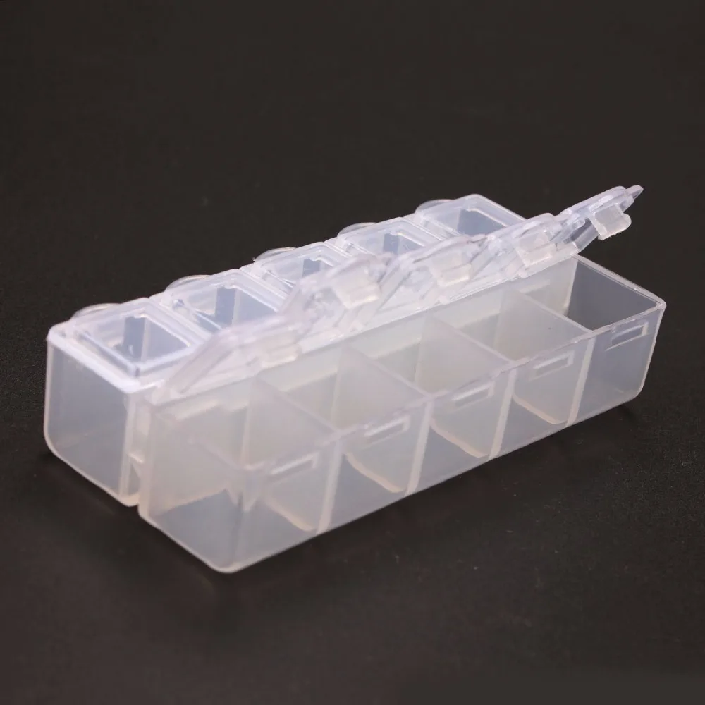 

1pcs/lot Hot selling 10 Slots Plastic Storage Box Case Home Organizer for DIY Earring Jewelry 134*60*22mm
