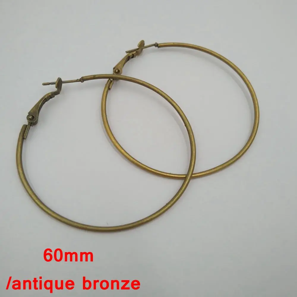 

500piece lot circle hoop earring findings 60mm antique bronze earring jewelry making findings&accessories HEF004