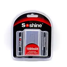 2 шт Soshine 3,2 V Перезаряжаемый 18650 LifePO4 аккумулятор 1800mAH Защищенный положительный ниппель для светодиодного фонаря фара головного света, велосипедная фара