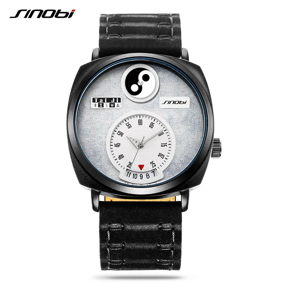 

SINOBI Creative Brand Watch for Men Man Green Rotatable Bezel Quartz Wristwatch Stainless Steel Strap Relogio