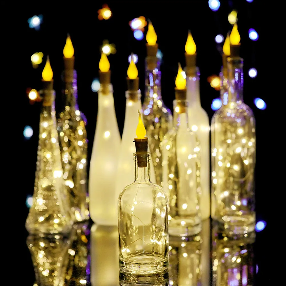 2 м светодиодный подсвечник серебряная проволока Волшебная батарея гирлянда Бутылка пробка стекло ремесло светодиодный гирлянда для свадьбы Рождество праздник Декор