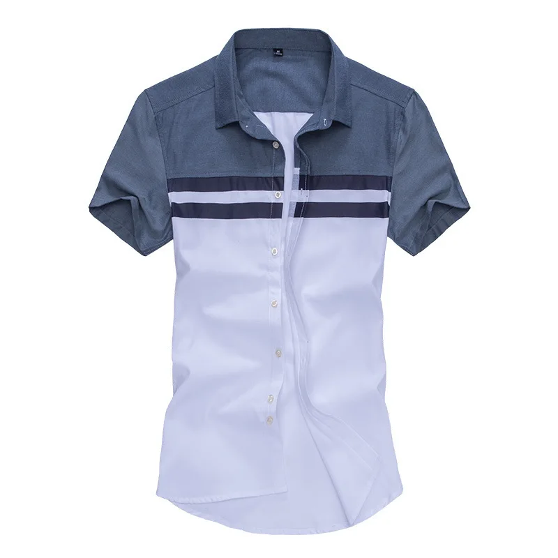 

Quality Summer Business Shirts Casual Striped Print Button Tops Club Dress Men Shirt Vintage Mens Short Sleeve Slim Fit Camisa